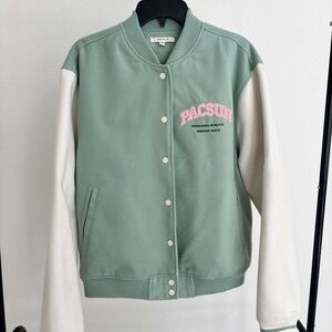 PacSun Mint and Cream Women's Varsity Jacket